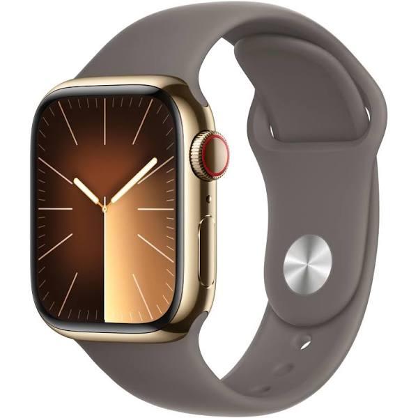 Apple Watch Series 9 41mm Gold Stainless Steel Case With Clay Sport Band - S/M - GPS + Cellular