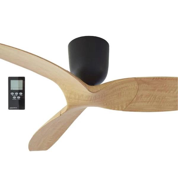 Aeratron AE3+ 3 Blade 50" DC Ceiling Fan with Remote Black with Light Woodgrain Blades