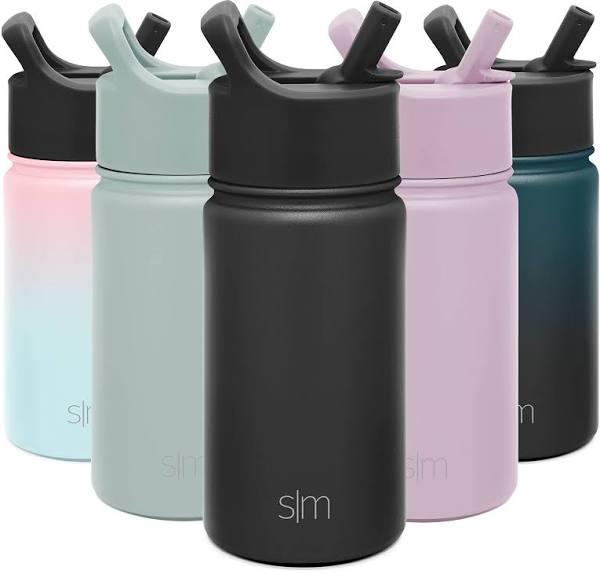 Simple Modern 14 oz Summit Water Bottle With Straw Lid - Hydro Vacuum Insulated Tumbler Flask Double Wall Liter - 18/8 Stainless Steel - Midnight