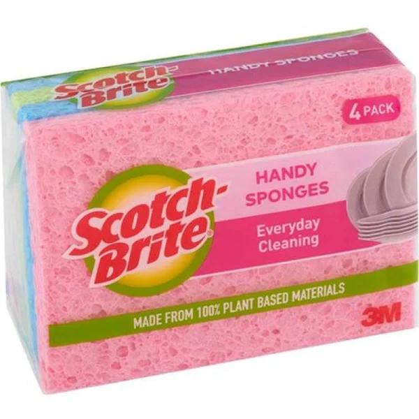 3M AN019460029 Scotch-brite Handy Sponge Antibacterial, Pack of 4