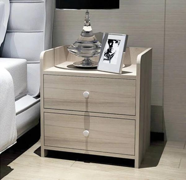 2 x Varossa Classic Bedside Table / Chest of Drawers (White Oak)