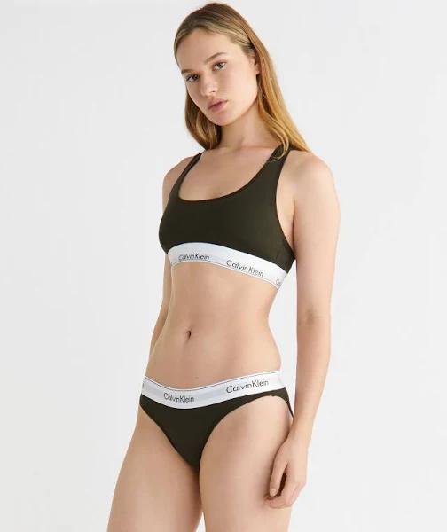 Calvin Klein Modern Cotton Bralette in Green Sage L