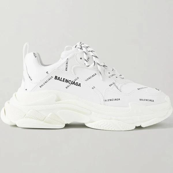 Balenciaga - Men - Triple S Logo-Print Faux Leather Sneakers White - EU 39