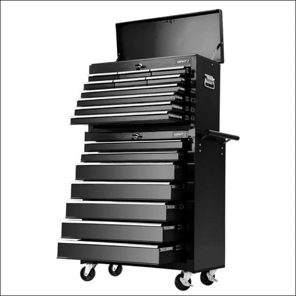 Giantz 17 Drawers Tool Box Trolley Chest Cabinet Cart Garage Mechanic Toolbox - Black