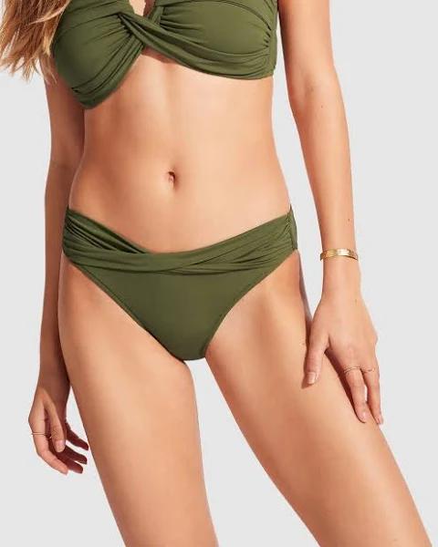 Seafolly Twist Band Hipster , Olive, Size 18