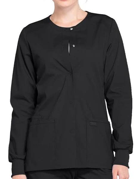 Cherokee WW Professionals Women's Snap Front Scrub Jacket - 3x - Black