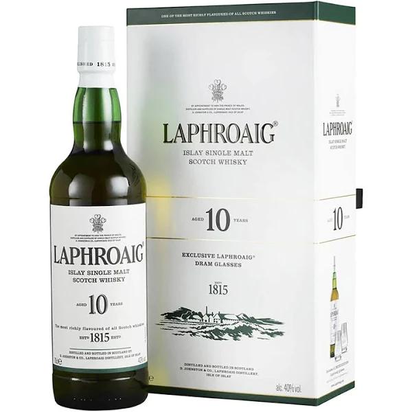 Laphroaig 10 Year Old Whisky & 2 Glasses Gift Pack 700ml