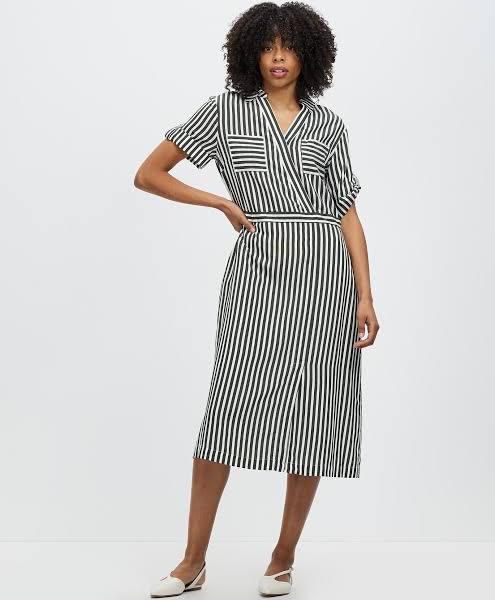 Cerys Stripe Wrap Dress - 8 - David Lawrence