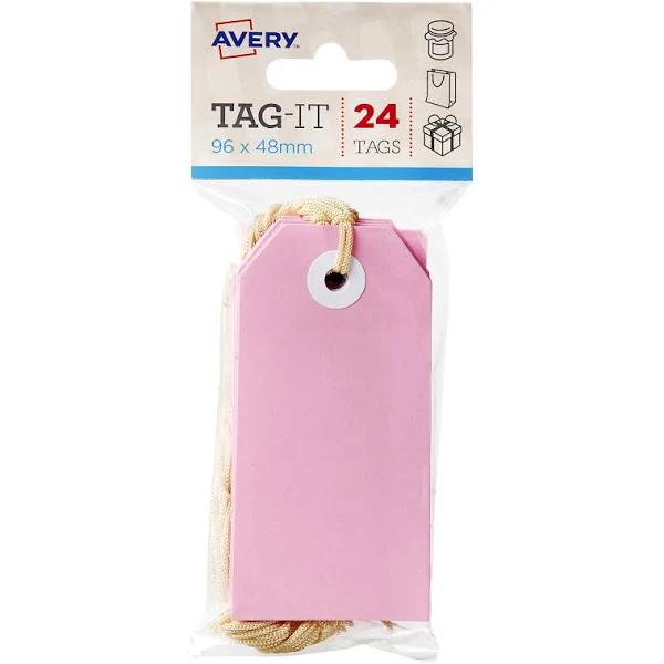 Avery Tag With String 96 x 48mm Pink 24 Pack