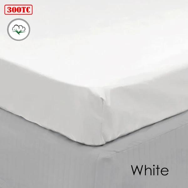 Algodon 300TC Cotton Fitted Sheet Long Single Size White