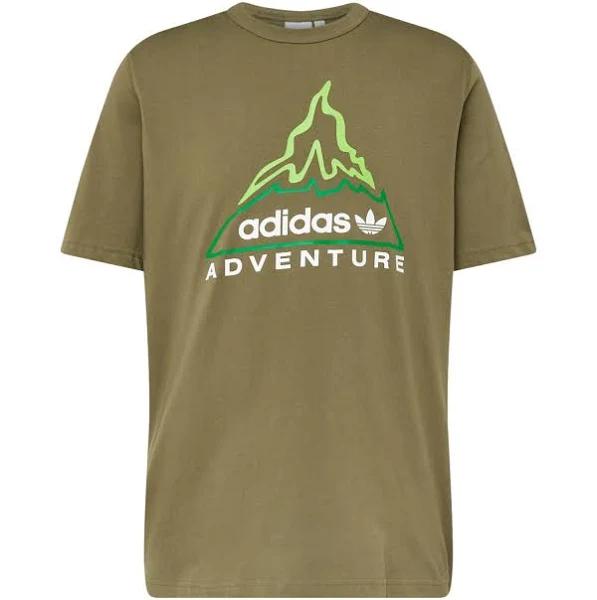 Adidas Adventure Graphic Tee Olive Strata S - Men Lifestyle Shirts