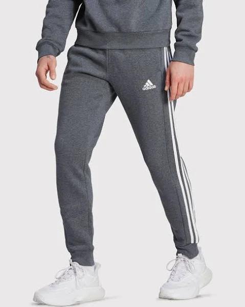 Adidas Essentials Fleece Tapered Cuff 3S Trousers Grey White - XXL