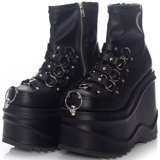 DemoniaCult - Wave 110 Black Vegan Leather - Boots