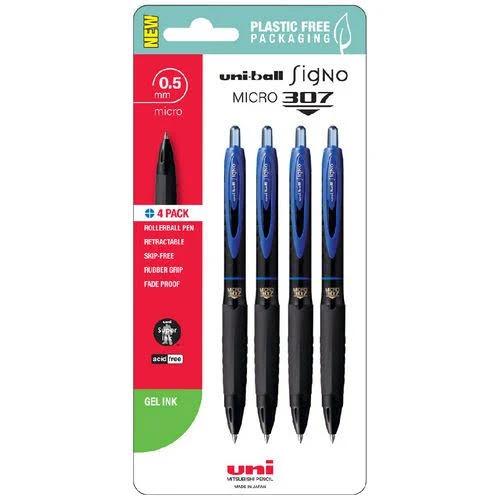 Uniball Uni-Ball Signo 307 Micro Retractable Gel Pen Blue 4 Pack