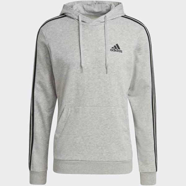 Grey Black Adidas Essentials 3S Hoodie - S