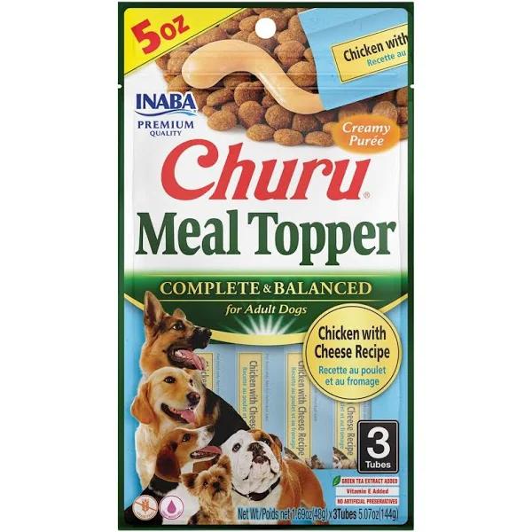 Inaba Dog Churu Meal Topper Chicken with Cheese | PeekAPaw 48g x 3 x 6