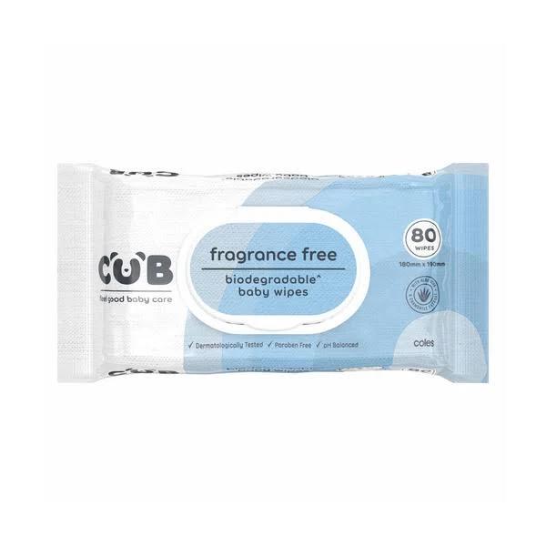 Cub Biodegradable Frag Free Baby Wipes 80 Pack