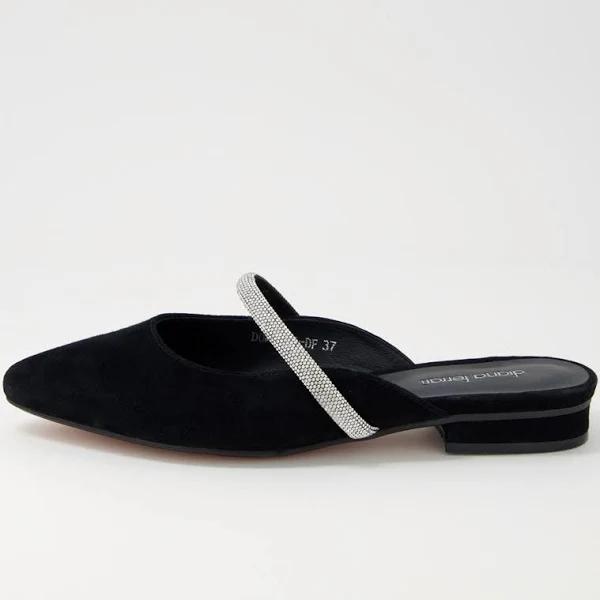 Diana Ferrari Domonic Black Suede Flat Shoes Black Womens Shoes Flat Shoes