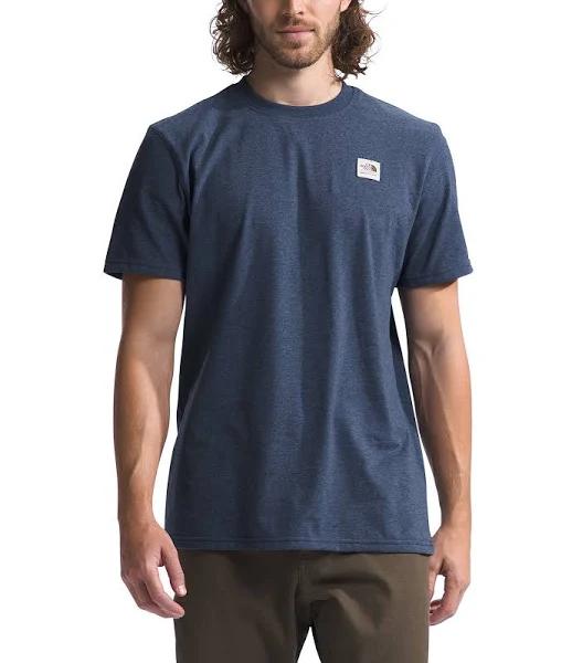 The North Face M S/S Heritage Patch Heathered Tee in Summit Navy Heather, Size S