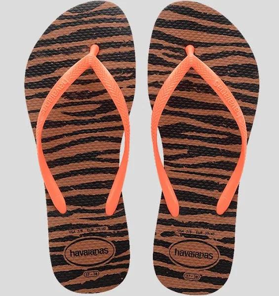 Havaianas Girl's Kids' Slim Animals Thongs in Orange | Size 23/24