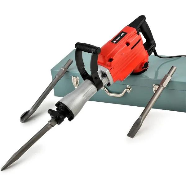 Baumr AG 2200W Pro Grade Electric Demolition Jackhammer With 3 Bonus Chisels Steel Carry Case