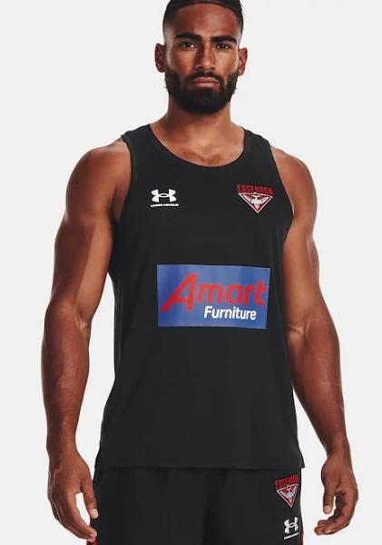 Essendon FC AFL Under Armour Mens Training Singlet | Black [Size: 2XL]