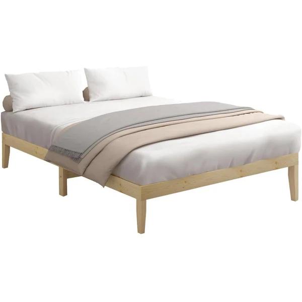 Oikiture Bed Frame Queen Size Pine Wood Bed Base