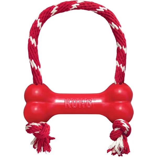 Kong Goodie Bone With Rope Dog Toy, Medium, Red