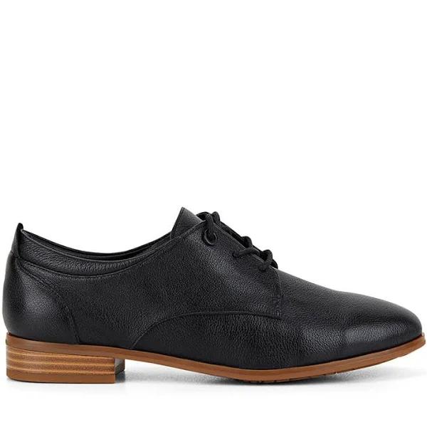 Hush Puppies Luciana Black Leather Lace-Up Oxford Shoes Black 11