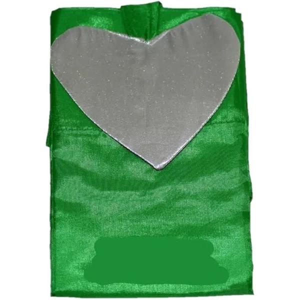 5m Bali Flag Apple Green With Silver Heart, Party, Weddings, Events Satin