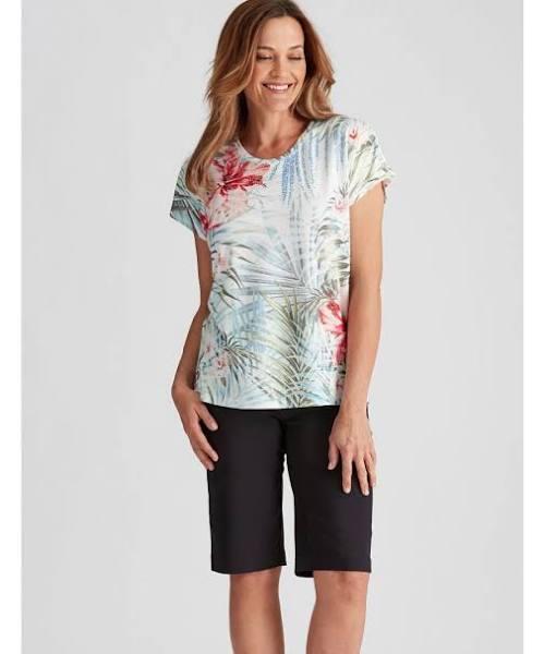 Millers - Womens Tops - Short Sleeve Printed Scoop Neck Slub Top