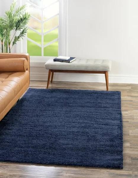 Solid Frieze 305cm x 400cm Navy Blue Large Area Rug