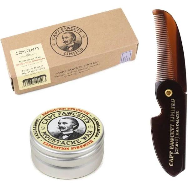 Captain Fawcett Expedition Mo Wax & Folding Moustache Comb Set