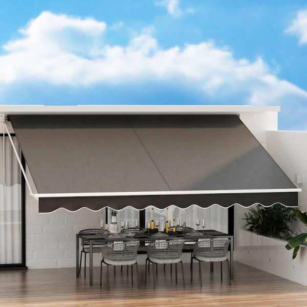 Instahut Retractable 4.5Mx3M Folding Arm Awning Motorised Sunshade - Grey