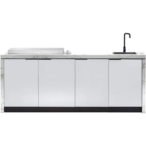 Cabinex Minimal Outdoor Kitchen with BeefEater Signature Proline BBQ White / Sink & Storage / Flat Lid