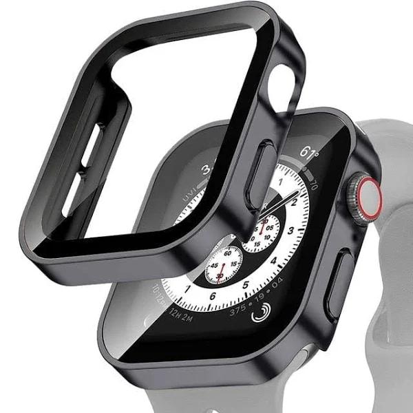 Tempered Glass Scratch Proof Case for Apple Watch, Screen Protector for Apple Watch, Cover for Apple Watch, Matte Black / 40mm