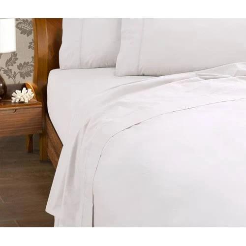 Kingdom Percale 225 Thread Count Flat Sheet White King Single