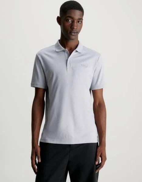 Slim Smooth Cotton Polo Shirt Silver XS