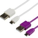 Keji Micro USB Cable 1m Twin Pack White and Purple