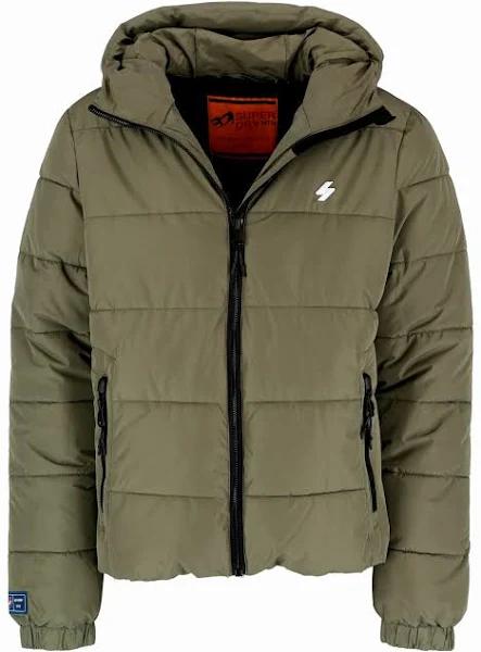 Superdry Hooded Sports Puffer Jacket | Dusty Olive Green