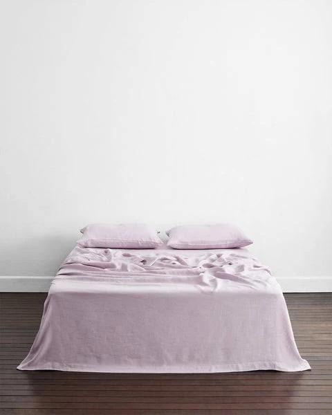 Lilac 100% Flax Linen Flat Sheet - Super King - Bed Threads