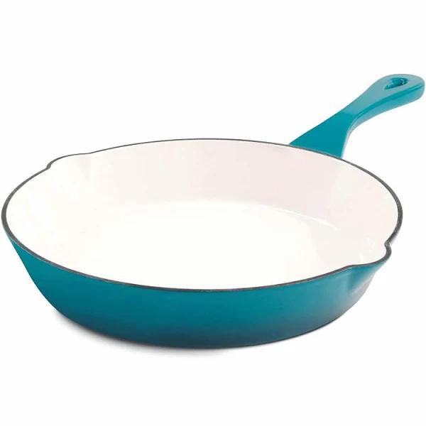 Crock Pot Artisan 10 Inch Enameled Cast Iron Round Skillet, Teal Ombre