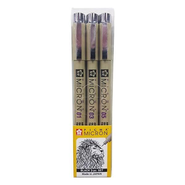 Sakura Pigma Micron 3pc Black Pen Set