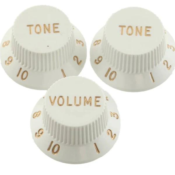 Fender Stratocaster Knobs, White (Volume, Tone, Tone) (3)