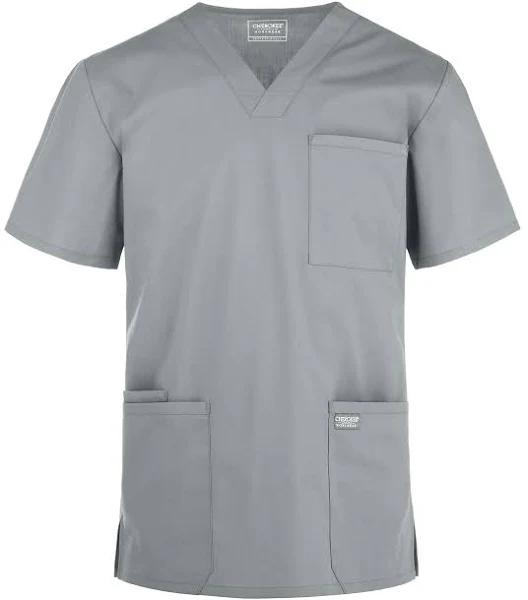 Cherokee Workwear Professionals Men's V-Neck Scrub Top - S - Grey