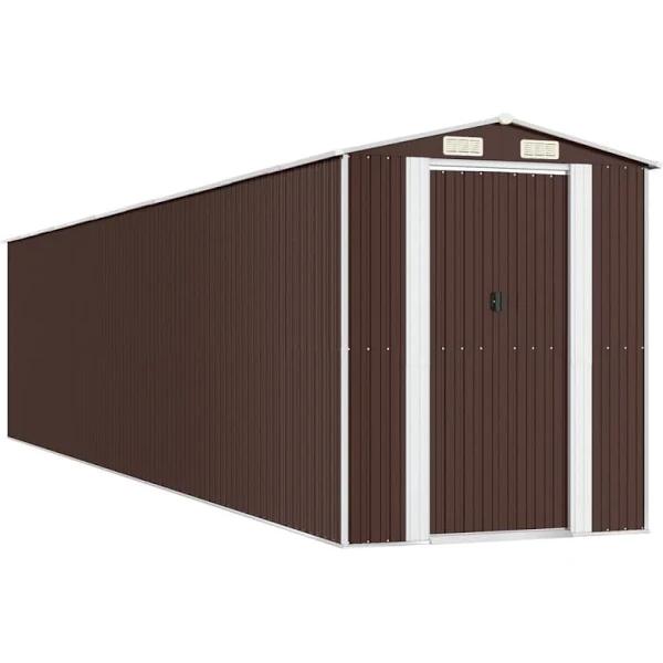 NNEVL Garden Shed Dark Brown 192x938x223 cm Galvanised Steel