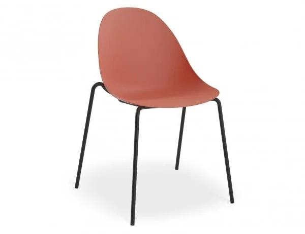 Pebble Coral Dining Chair - Pyramid Fixed Base With Castors - Black