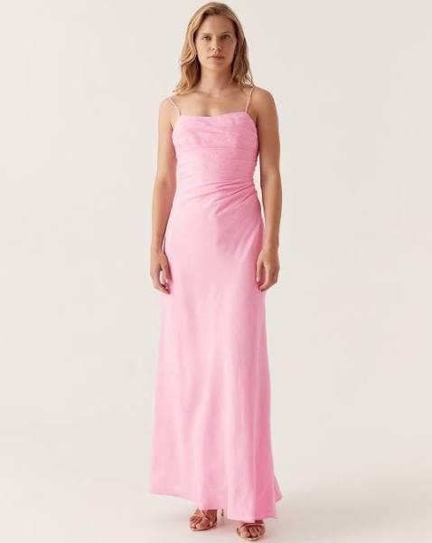 AJE Clarice Draped Maxi Dress in Colour Bon Bon Pink Size 14