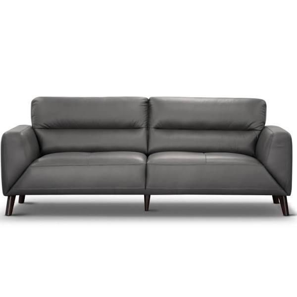 Downy Genuine Leather Sofa 3 Seater Upholstered Lounge Couch Gunmetal