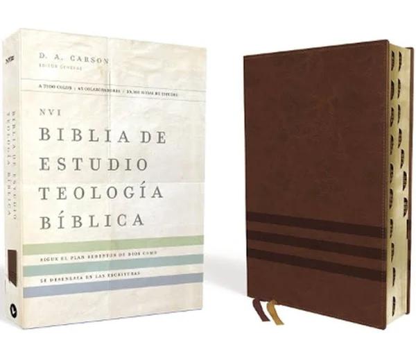 Nvi, Biblia De eStudio Teologa Bblica, Interior A Cuatro colores, Leathersoft, Caf, Con ndice